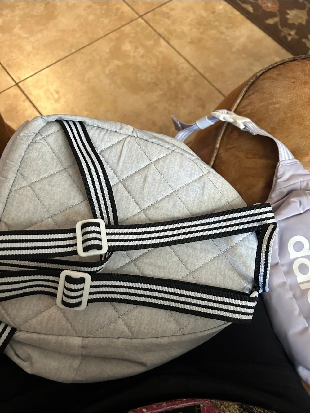 adidas Kids Light Gray Mini Backpack with Lavender Pink Waist Pack